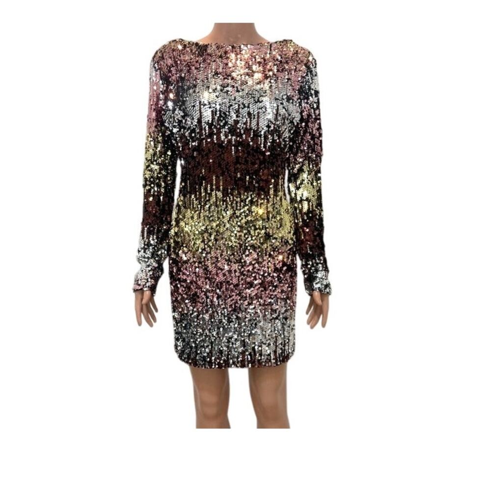 Xtaren large ombre sequin low back stretch mini dress D1 2890